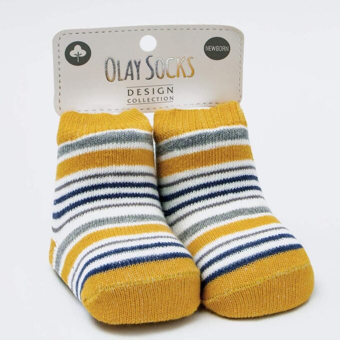 Носки Olay для новорожденных Цвет: горчичный полоска
