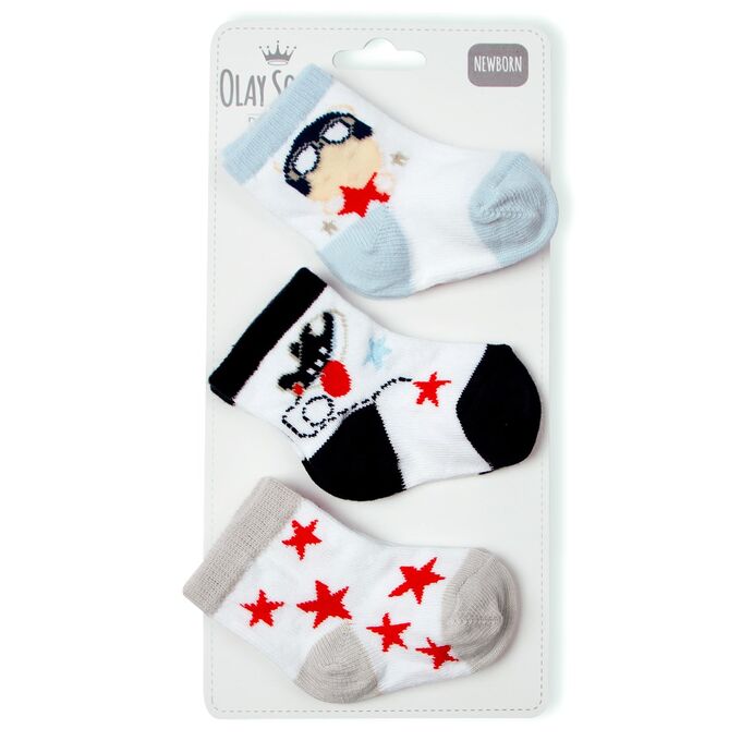Комплект носков из трех пар Olay для новорожденных Цвет: белый
