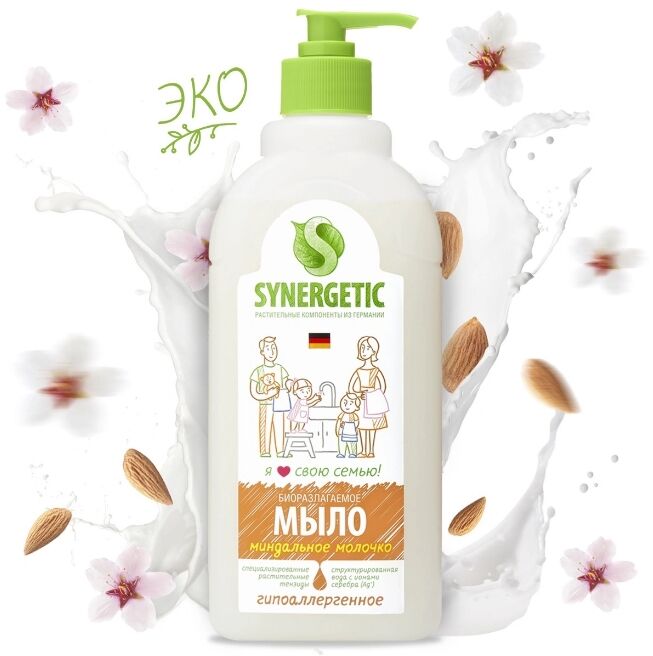 Synergetic Синергетик жидкое мыло «Миндальное молочко» 500мл