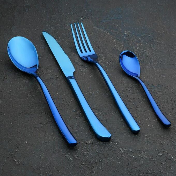 Набор столовых приборов Magistro «Эсквайр», 4 предмета, цвет синий