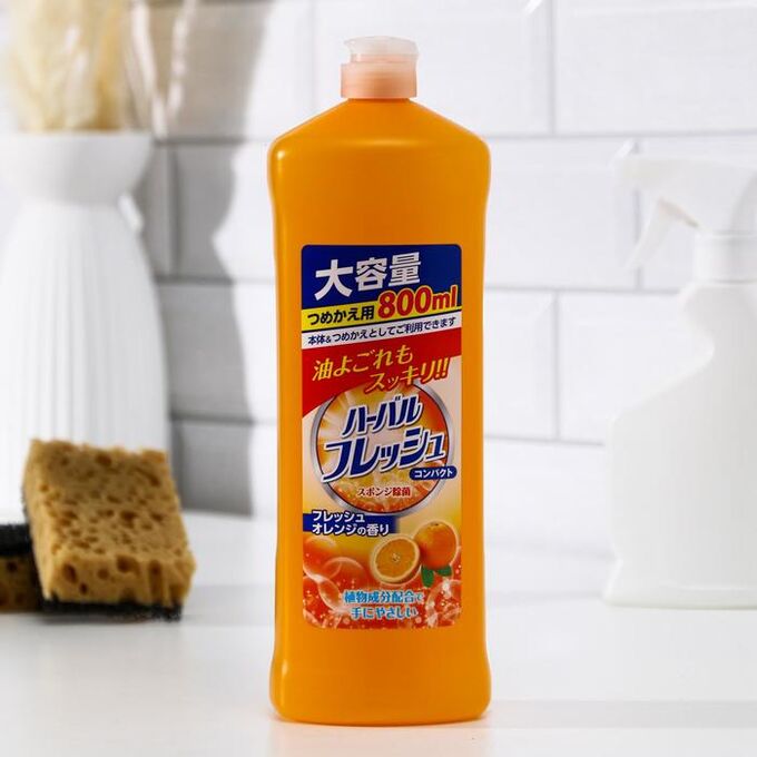 Концентрированное средство для мытья посуды, овощей и фруктов Mitsuei, с ароматом апельсина, 800 мл