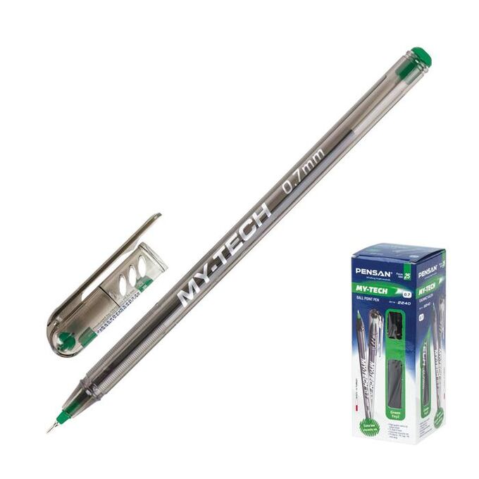 Ручка шариковая масляная Pensan &quot;My-Tech&quot;, чернила зеленые, игольчатый узел 0,7 мм, линия письма 0,35 мм