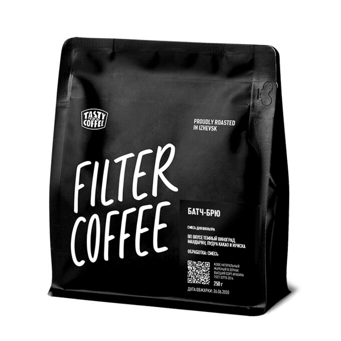 Tasty Coffee Кофе смесь для фильтра &quot;Батч-Брю &quot;, в зернах и молотый, 250 г
