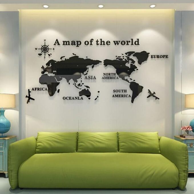 Панно на стену декоративное &quot;Карта мира&quot; 2.3х1.05 м 5439615