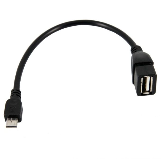 Кабель OTG - micro USB Glossar 20 см, чёрный (black)