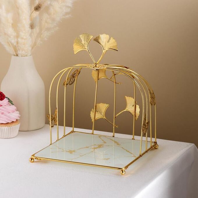 СИМА-ЛЕНД Подставка под десерты «Мрамор», 20х20х25 см, цвет металла золотой