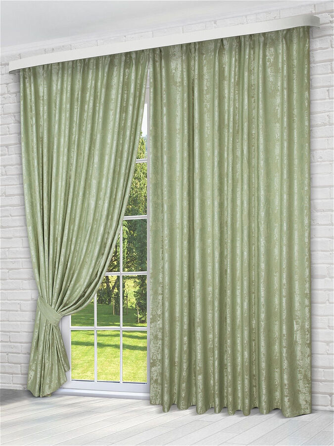 Швейный цех "Маруся" Комплект штор зеленого оттенка: 2 шторы по 150 см