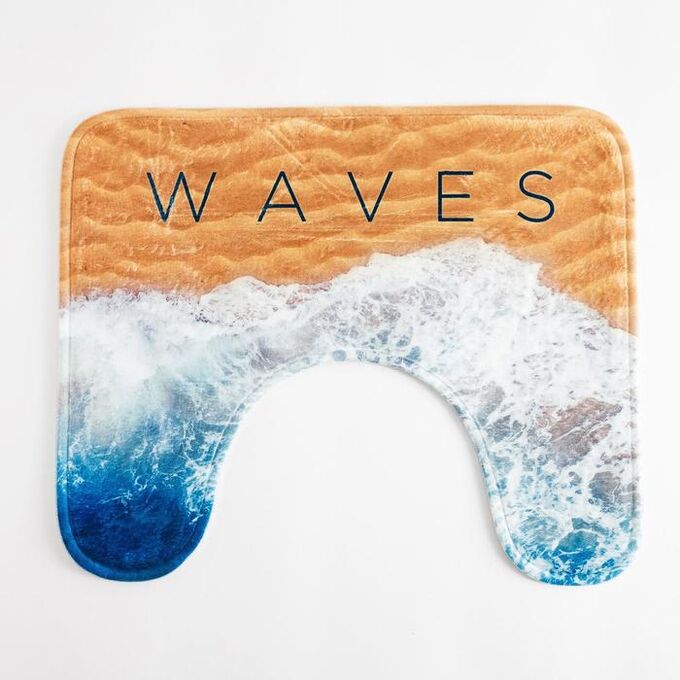 Набор ковриков для ванной Этель &quot;Waves&quot; 2 шт, 80х50 см, 50х40 см, велюр