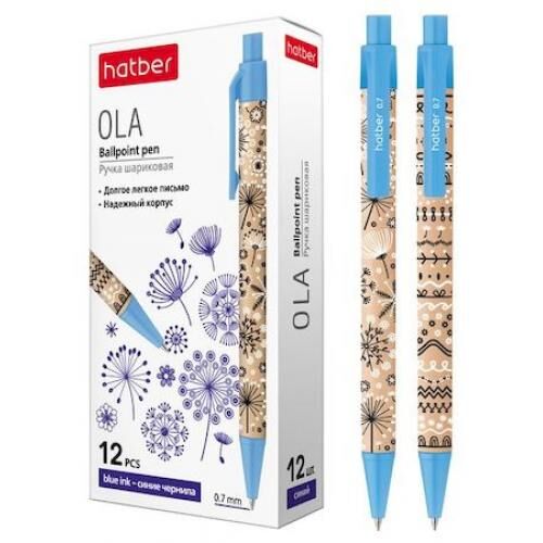 Ручка автоматическая шариковая масляная 0.7мм &quot;Ola&quot; синяя (066659) Хатбер {Китай}