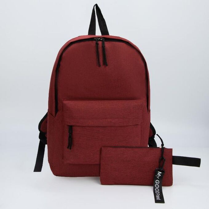 Рюкзак, отдел на молнии, наружный карман, косметичка, цвет бордовый