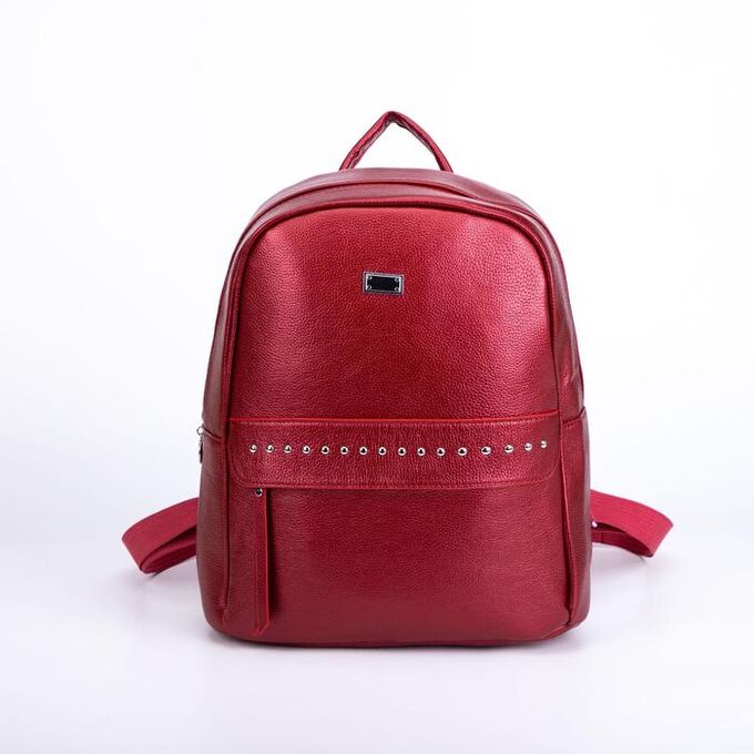 Рюкзак молодёжный, отдел на молнии, 2 наружных кармана, цвет красный