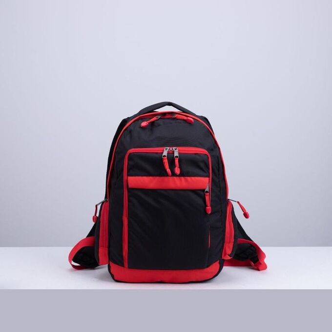 Рюкзак туристический, 21 л, отдел на молнии, 2 наружных кармана, 2 боковых кармана, цвет чёрный/красный