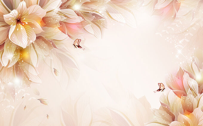 Design Studio 3D 3D Фотообои «Волшебные цветы с бабочками»