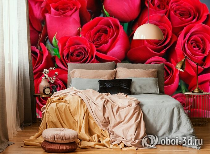 3D Фотообои «Нежные бордовые розы»
