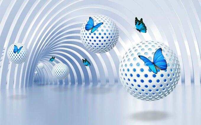 Design Studio 3D 3D Фотообои «Футуристичный тоннель с бабочками»