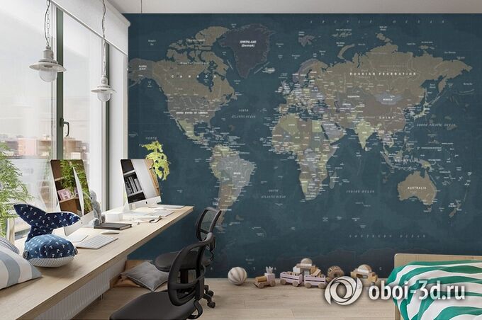 3D Фотообои «Джинсовая карта мира»