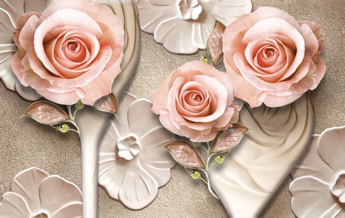 Design Studio 3D Фотообои Барельефная композиция с розами