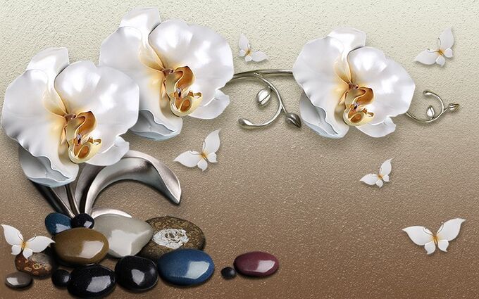 Design Studio 3D Фотообои Орхидеи на гальке
