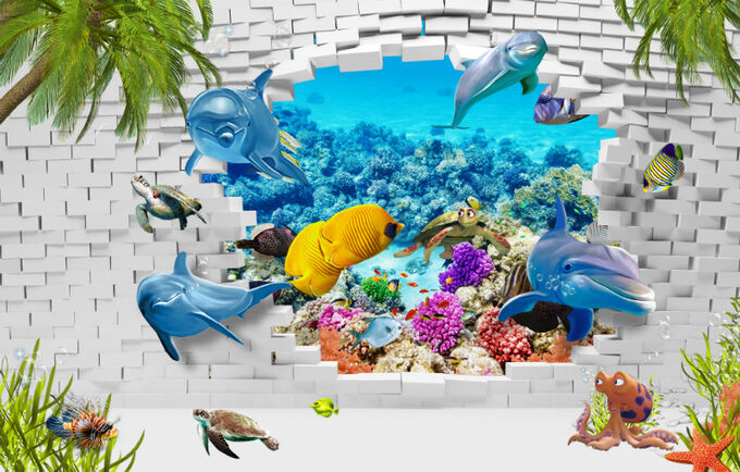 Design Studio 3D 3D Фотообои «Океан за стеной»