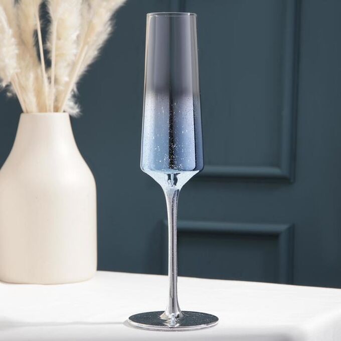 Бокал для шампанского «Мерцание», 190 мл, цвет синий
