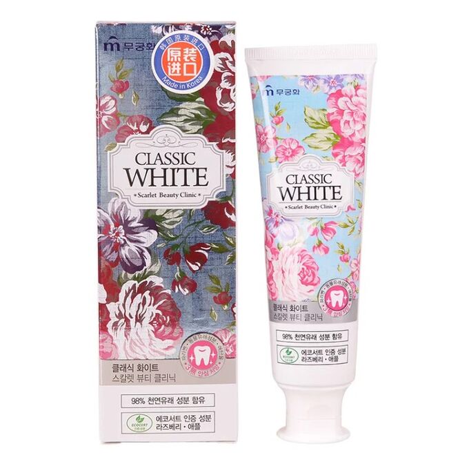 Зубная паста «Classic White» “Scarlet Beauty Clinic” отбеливающая с ароматом мяты и ягод (коробка) 110 г 40