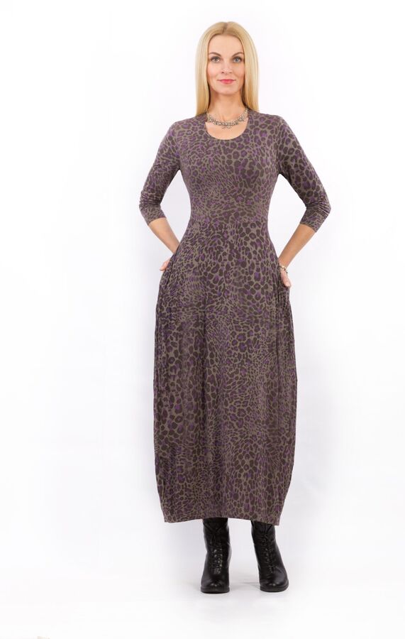 Polinushka Платье женское &quot;Звездочка&quot; модель 671И леопард фиолетовый