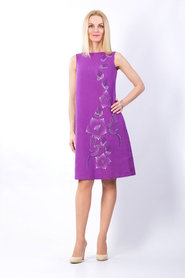 Платье женское Дама миди модель 394/1 фиолетовый темный