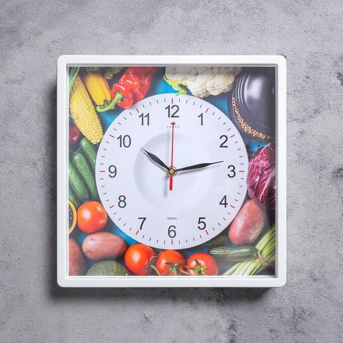 Часы настенные &quot;Любимые овощи&quot; 30х30см, плавный ход