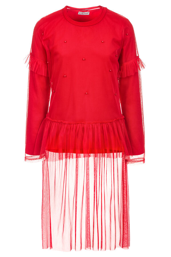 Комплект для девочки:блузка и туника из сетки со шлейфом.Декор-бусины.