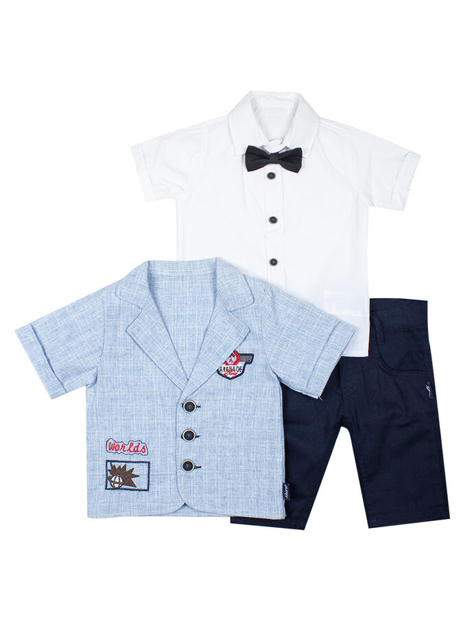 Комплект для мальчика: рубашка с бабочкой, штанишки и пиджак-рубашка
