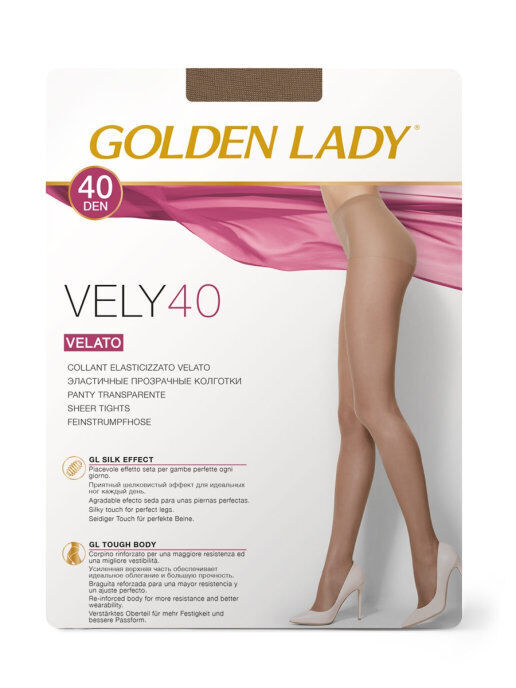 Колготки Vely 40 (Golden Lady)  шелковистые колготки, с широким  поясом,бесшовными шортиками