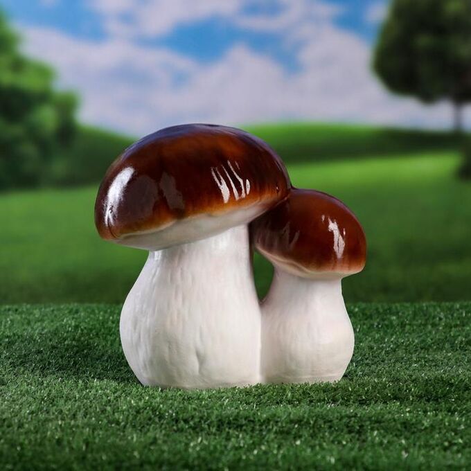 Садовая фигура &quot;Пара белых грибов&quot;, белый цвет, 18 см