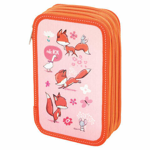 Пенал BRAUBERG, 3 отделения, ламинированный картон, &quot;Fox&quot;, 19х11 см, 229216