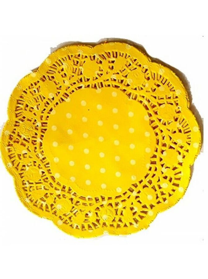 Салфетки ажурные цветные 140/30 d 14 см круглые Горошек на желтом