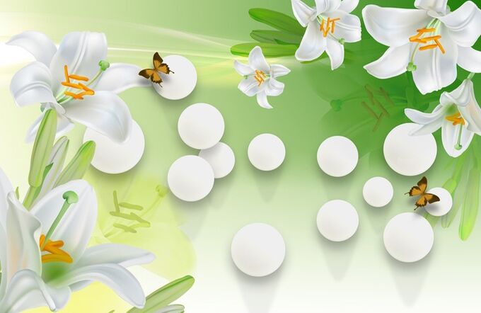 Design Studio 3D 3D Ковер «Белые лилии с шарами»