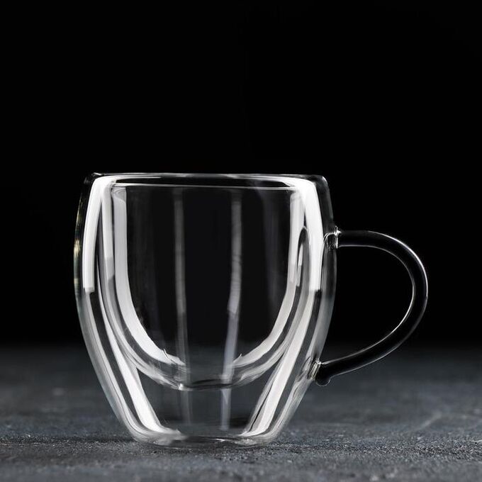 Чашка с двойными стенками Magistro «Адель», 200 мл, цвет чёрный