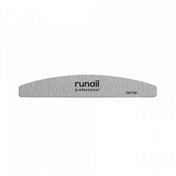 ruNail Профессиональная пилка для искусственных ногтей (серая, полукруг, 100/180)