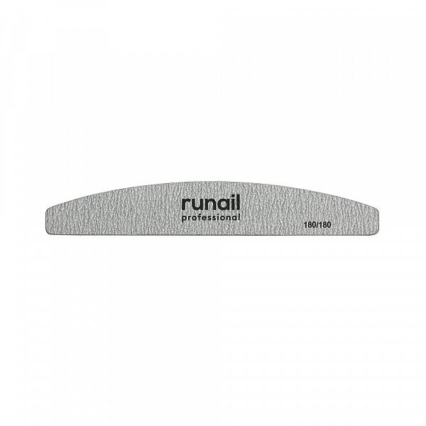 ruNail Профессиональная пилка для искусственных ногтей (серая, полукруг, 180/180)