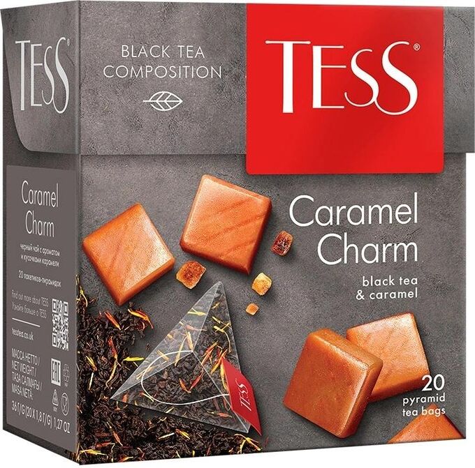 Чай в пирамидках Tess Caramel Charm, черный, 20 шт