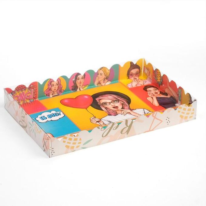 Коробочка для печенья с PVC крышкой &quot;Pop-art&quot;, 22 х 15 х 3 см