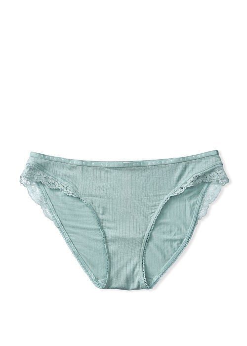 Ribbed  &amp; Lace Bikini Panty