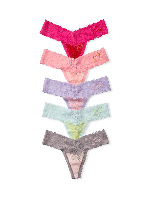 5-pack Lace Colorblock Thong Panty