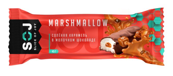 Батончики SOJ MARSHMALLOW батончик с соленой карамелью в молочном шоколаде 30 гр
