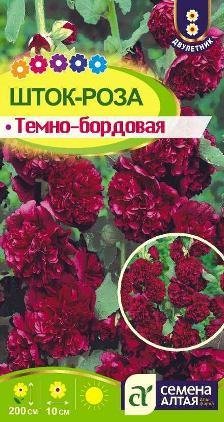 Семена Алтая Шток-роза Темно-бордовая/Сем Алт/цп 0,1 гр.