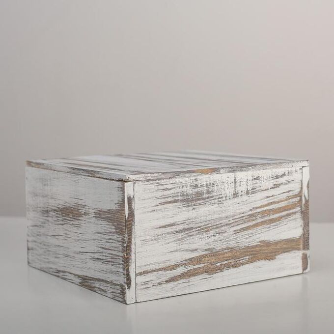Ящик деревянный 19*19*10 см подарочный с разделителем и крышкой состаренный