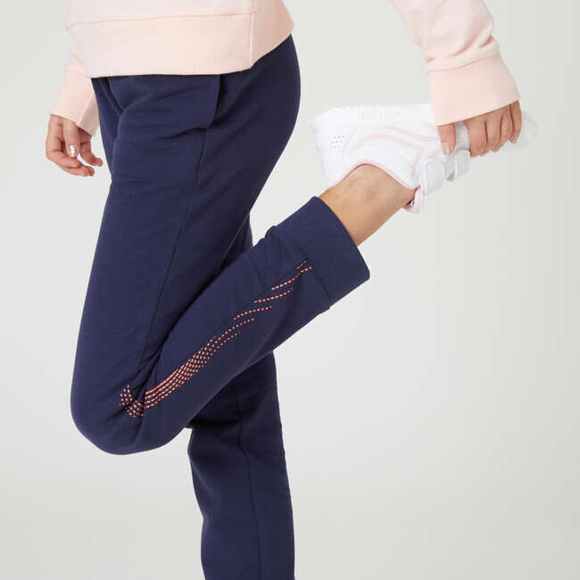 Спортивные брюки с карманами для девочек темно-синие DOMYOS