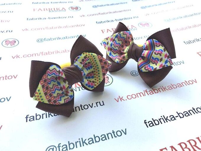 Fabrika Bantov Бантик для девочек Нарспи коричневый с рисунком