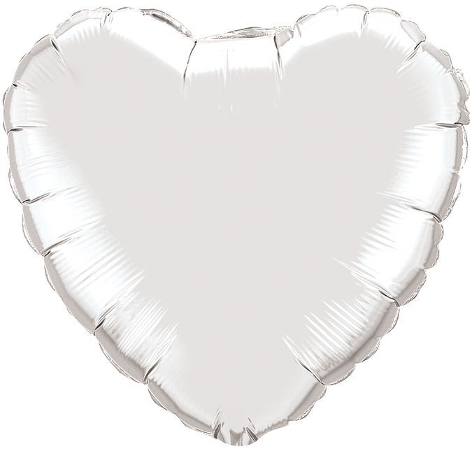 201500P Шар-сердце 18&quot;/46 см, фольга, серебро (FM)
