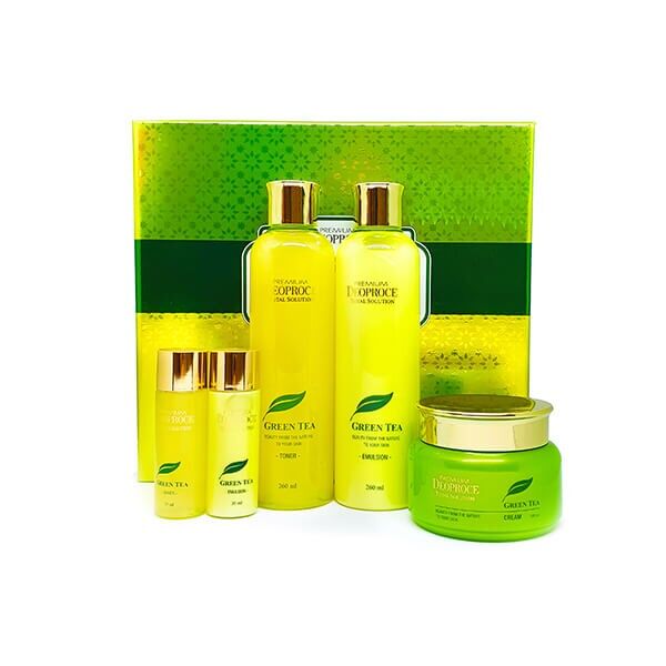 DEOPROCE PREMIIUM GREEN TEA TOTAL SOLUTION 3 SET НАБОР ДЛЯ УХОДА ЛИЦА С ЭКСТРАКТОМ ЗЕЛЕНОГО ЧАЯ