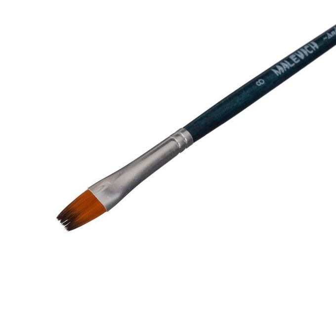 Кисть Синтетика Плоская Malevich Andy № 8, b-8.0 мм L-12 мм (короткая ручка), синий лак 753108